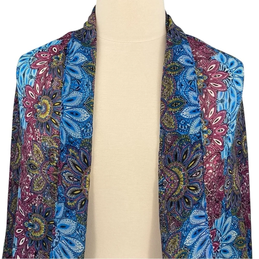 Accents by Lavello Multicolor Boho Paisley Sheer Open Front Convertible Vest - Picture 3 of 16